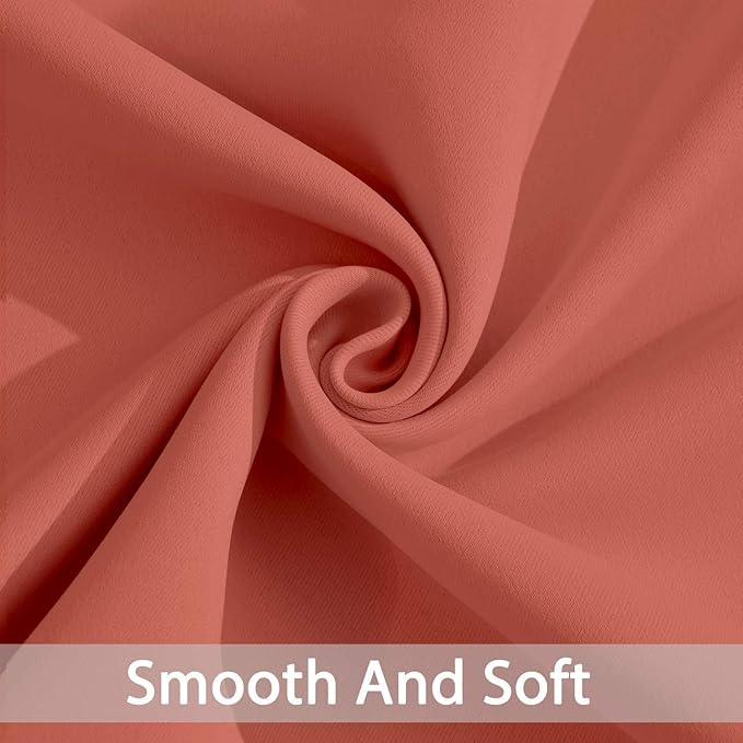 Yakamok Thermal Curtains Blackout Curtain Panels, Room Darkening Solid Grommet Top Window Drapes for Dedroom, 42x72 inch, Coral Orange, 2 Panels