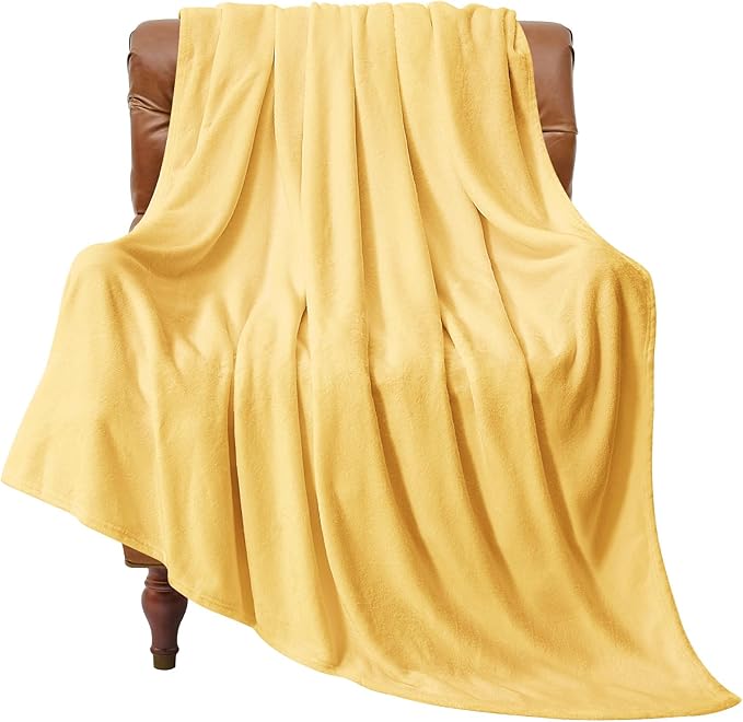 BEDELITE Fleece Blanket Twin Size Cream Yellow Throw Blankets for Couch & Bed, Luxury Plush Cozy Fuzzy Blanket 60x80 inches, Super Soft Warm Lightweight Throw Blanket for Travel Camping