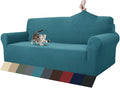 ZNSAYOTX 1 Piece Jacquard Couch Covers for 3 Cushion Couch High Stretch Sofa Cover for Pets Dogs Anti Slip Extra Large Sofa Slipcovers Furniture Protector (XL Sofa, Peacock Blue)