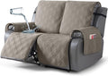 TAOCOCO 100% Waterproof Oversized Loveseat Recliner Cover, Non Slip Split Couch Covers for Reclining Loveseat with Elastic Straps for Kids Pets(Oversized 2 Seater, Light Browm)