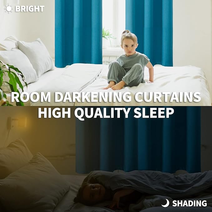 BGment Blackout Curtains - Grommet Thermal Insulated Room Darkening Bedroom and Living Room Curtains, Set of 2 Panels (52 x 63 Inch, Peacock Blue)