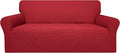 Easy-Going 100% Waterproof Couch Cover, Dual Waterproof Sofa Cover, Stretch Jacquard Sofa Slipcover, Leakproof Furniture Protector for Kids, Pets, Dog and Cat (Oversized Sofa, Christmas Red)