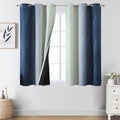 Estelar Textiler Navy Blue and Sage Green Blackout Curtains 54 Inches Long, Full Light Blocking Gradient Grommet Drapes for Kitchen, Thermal Insulated Ombre Curtains for Bedroom, 42Wx54L, 2 Panels