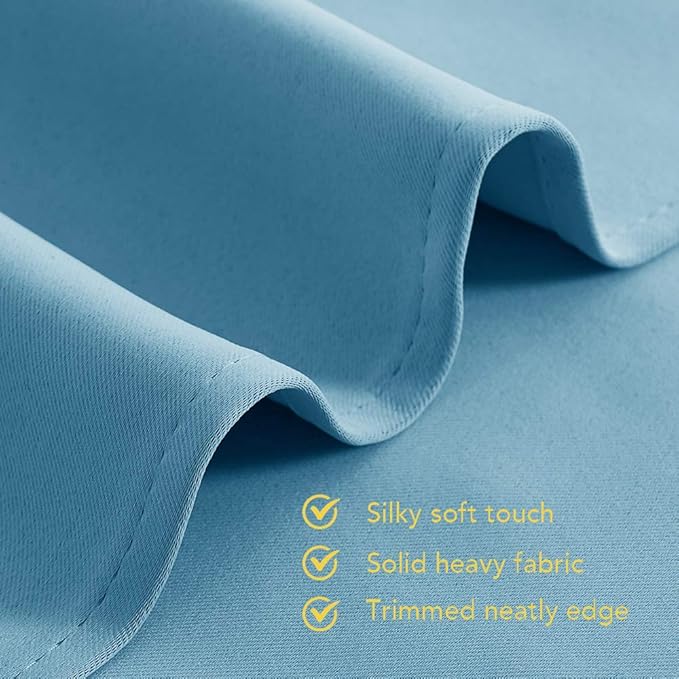 NICETOWN Bedroom Curtains Blackout Drapery Panels, 2 Panels, 70 x 72 inches, Teal Blue, Three Pass Microfiber Thermal Insulated Solid Ring Top Blackout Window Curtains/Drapes