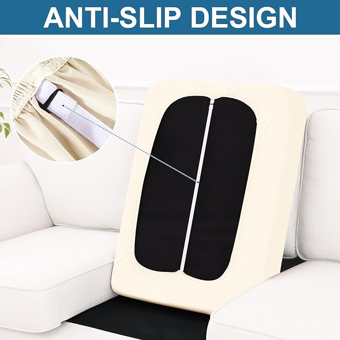Smiry Printed Couch Cushion Covers, Stretch Soft Couch Covers for Sofa, Washable Non-Slip Sofa Slipcover Furniture Protector for Indoor and Outdoor (3 Pack, Cream)