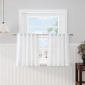 White Linen Kitchen Curtains 30 Inches Long 2 Panels Back Tab Rod Pocket Farmhouse Light Filtering Semi Sheer Short Curtains Solid Privacy Cafe Tier Curtain for Bathroom Basement Camper 30x30