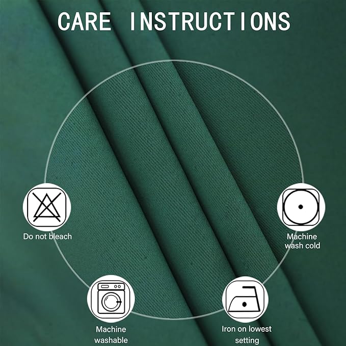 LEMOMO Blackout Curtains 52 x 120 Inch Long Dark Green Curtains Set of 2 Panels Room Darkening Curtains for Bedroom and Living Room