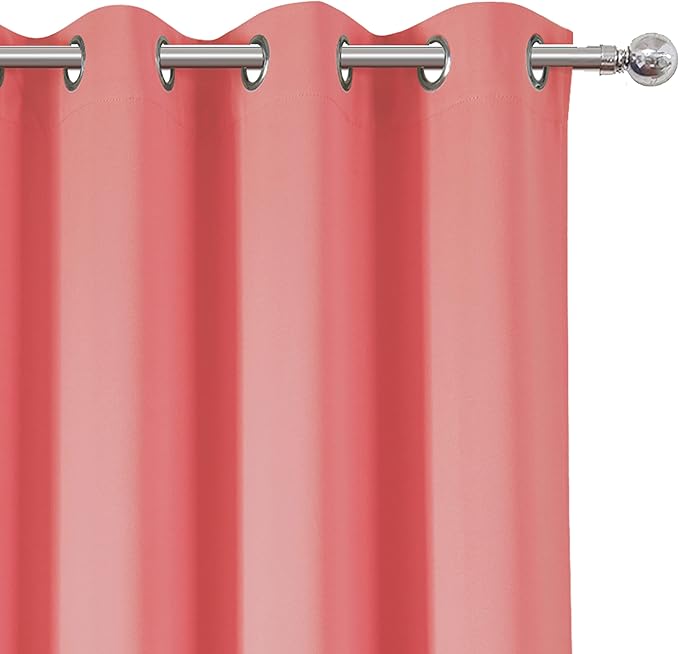 LEMOMO Blackout Curtains 66 x 95 inch/Coral Curtains Set of 2 Panels/Thermal Insulated Room Darkening Bedroom Curtains