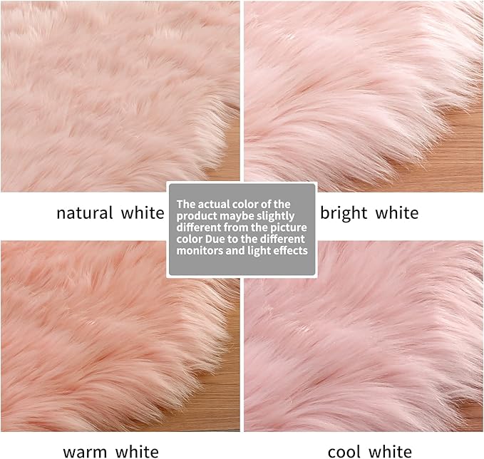 Ciicool Faux Sheepskin Rug Soft Faux Fur Rugs Pink Fluffy Rugs Chair Couch Cover Cute Fuzzy Rug for Girls Bedroom Floor Sofa Living Rroom 2x3 Feet
