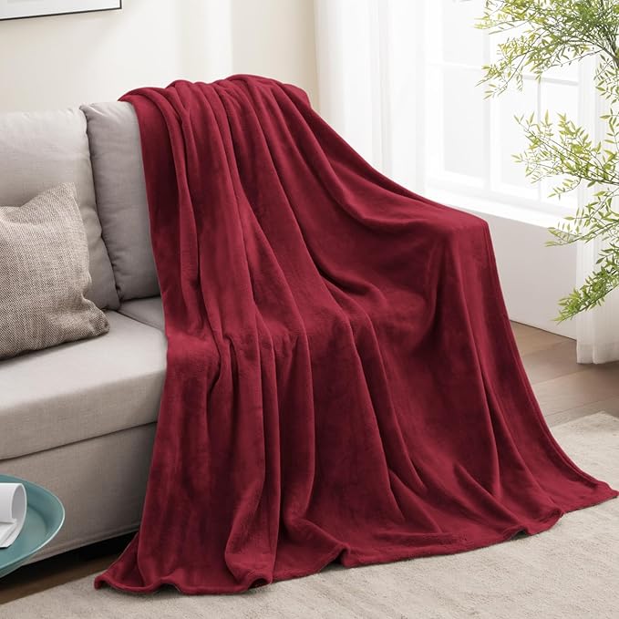 BEDELITE Fleece Blanket Burgundy Throw Blankets for Couch & Bed, Luxury Plush Cozy Fuzzy Blanket 50x60 inches, Super Soft Warm Lightweight Throw Blanket for Travel Camping