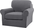Turquoize 2 Piece Chair Covers Chair Slipcovers for Living Room Armchair Couch Cover Chair Sofa Cover with Individual Cushion Covers Furniture Cover for Chairs Feature Jacquard Fabric (Chair, Gray)