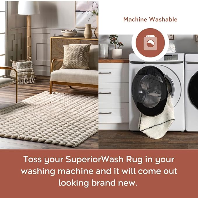 nuLOOM 2' x 8' Cozy Plush SuperiorWash Area Rug, Machine Washable, Non-Slip, Soft Fluffy Shag Carpet for Living Room Bedroom Kids Room Nursery Home Decor, Jeni Beige