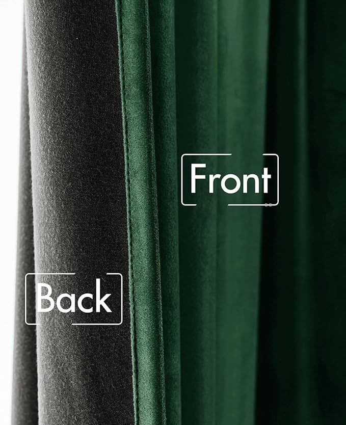 MIULEE Velvet Curtains 96 inches - Luxury Christmas Blackout Curtains for Bedroom Living Room Thermal Insulated Super Soft Window Drapes Rod Pocket & Back Tab, Hunter Green, W52 x L96 inches, 2 Panels