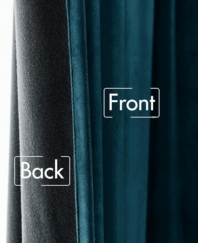 MIULEE Blue Velvet Curtains 108 inches Long 2 Panels - Luxury Room Darkening Curtains for Bedroom Living Room Thermal Insulated Fall Decor Super Soft Window Drapes Rod Pocket & Back Tab, Peacock Blue
