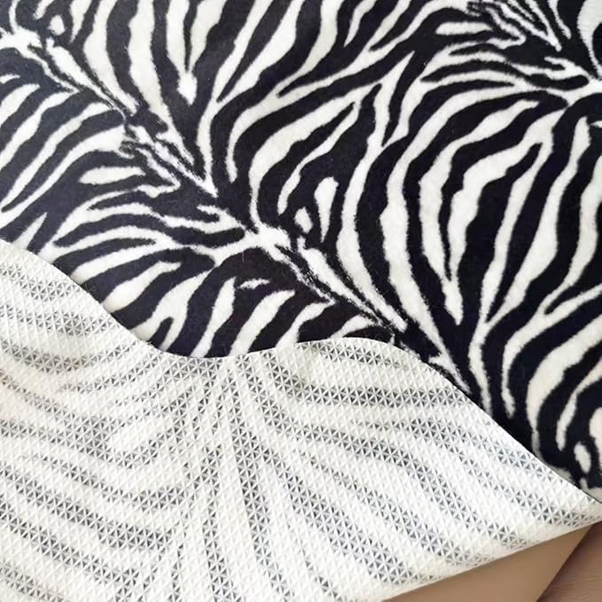 Faux Fur Zebra Animal Print Rug Perfect Throw Area Rug Carpet Floor Mat for Office/Kids Room/Under Tables/Smaller Area 3.6x2.3 feet
