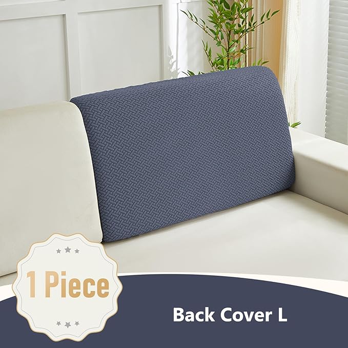Couch Cushion Covers for Sofa Couch Covers Wear-Resistant Universal Sofa Cover Washable Stretch for Sectional Slipcovers (Texture-Gray Blue,Back Cover L)