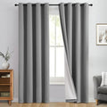 Yakamok 100% Blackout Curtain Panels 84 inches Cold and Light Blocking Drapes for Nursery, 2 Thick Layers Thermal Insulated Draperies (2 Pieces, 50 Wide Each Panel, Dove Grey/White Backing)