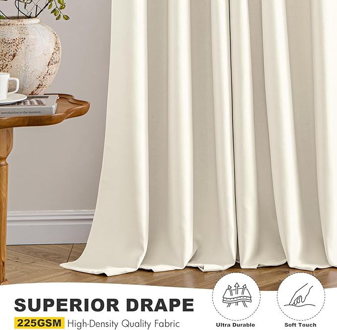MIULEE Birch Blackout Curtains for Bedroom Living Room 84 Inches Long 2 Panels, Thermal Insulated Room Darkening Drapes Solid Grommet Noise Reduction Light Blocking Window Treatments 40x84 Inch