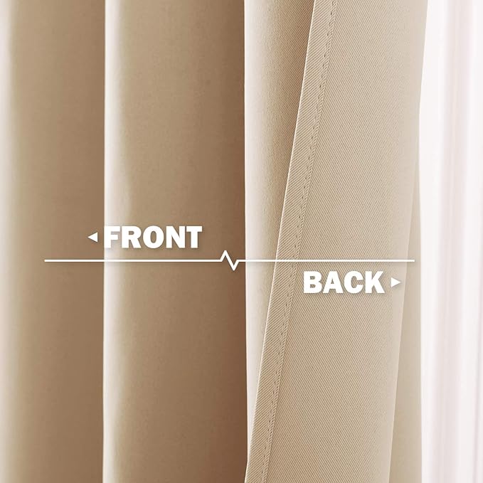 NICETOWN Small Kitchen Windows Curtains - Blackout Functional Thermal Insulated Window Treatment Curtains/Drapes, Home Christmas Decoration (Biscotti Beige, 2 Panels, 42W by 36L + 1.2 inches Header)