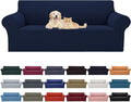 Cupuamon 2026 New Stretch Oversized Sofa Slipcovers Couch Sofa Cover for 4 Seater Furniture Protector Covers with Elastic Bottom Jacquard Fabric Small Checks for Pets, Kids - Navy