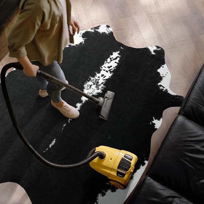 AROGAN Faux Cow Hide Rug, Premium Cow Print Rug Animal Area Rug for Western Boho Decor, Cowhide for Bedroom, Living Room, Cute Decor Black and White, 2.3 x 3.6 Feet