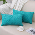 decorUhome Summer Throw Pillow Covers 12x20 Inch Set of 2, Soft Plush Faux Wool Turquoise Solid Couch Pillow Covers, Accent Farmhouse Neutral Rectangle Pillow Cases for Sofa Bed Living Room
