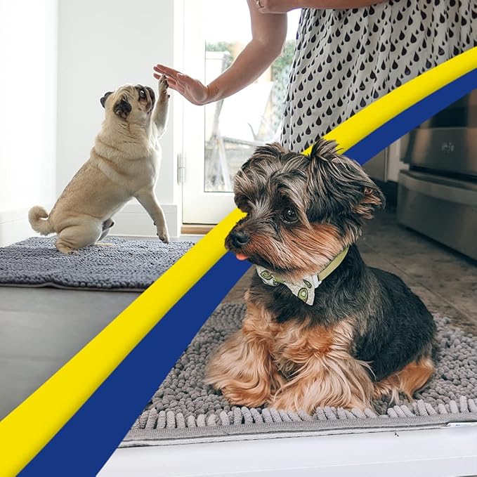 Muddy Mat® | Super Absorbent Door Mat Indoor, Microfiber Quick Dry Chenille Entryway Rug, Non-Slip Front Door Mat, Indoor Mats for Entryway, Machine Washable Pet Rug, Grey 30"x19"