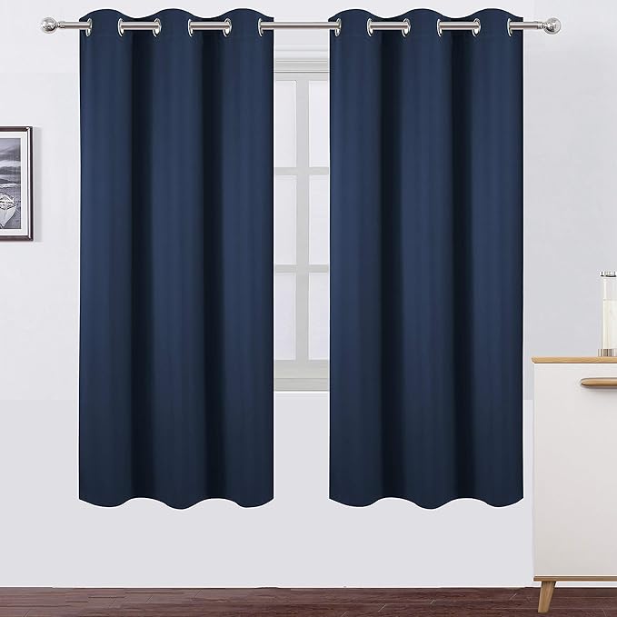 LEMOMO Navy Blue Thermal Blackout Curtains/42 x 72 Inch/Set of 2 Panels Room Darkening Curtains for Bedroom