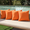 MIULEE Pack of 4 Decorative Bright Orange Throw Pillow Covers Linen Waterproof Pillow Covers Outdoor Farmhouse Cushion Cases for Halloween Patio Garden Tent Balcony Couch Sofa 18x18 inch