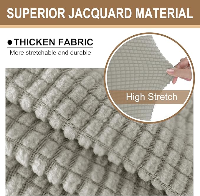 U-NICE HOME Stretch Futon Cover Armless Bed Slipcover - Soft Jacquard Fabric Washable for Pet Friendly, Taupe