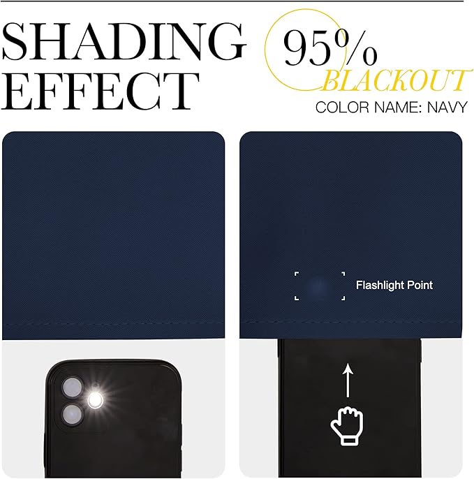 NICETOWN Blackout Curtain Panels for Bedroom, Navy, 2 Panels, W55 x L57-inch, Grey, Thermal Insulated Grommet Top Blackout Draperies and Drapes for Basement