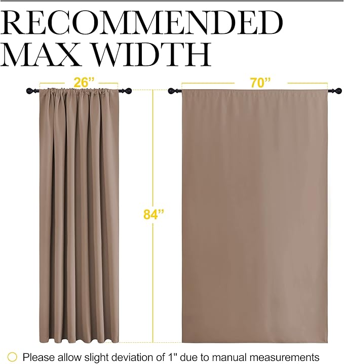 NICETOWN Kids Blackout Curtain Panels - Window Treatment Thermal Insulated Solid Rod Pocket Blackout Drapes for Bedroom (Cappuccino, Set of 2, 70 by 84 Inch)