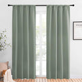 NICETOWN Window Curtains Blackout Drapes - Thermal Insulated Solid Rod Pocket Blackout Curtains/Draperies for Living Room (Greyish Green, One Pair, 42 by 84-Inch)
