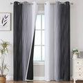 Estelar Textiler Thermal Insulated Blackout Curtains for Living Room, Ombre Black and Greyish White Blackout Drapes, Gradient Full Light Blocking Energy Saving Curtains for Bedroom, 42Wx84L, 2 Panels