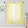 OWENIE Sheer Curtains 63 Inch Length 2 Panels Set for Bedroom Living Room, Modern Soft Solid Light Filtering Sheer Curtain, Rod Pocket Window Treatments, 42" Wx63 L, Light Yellow