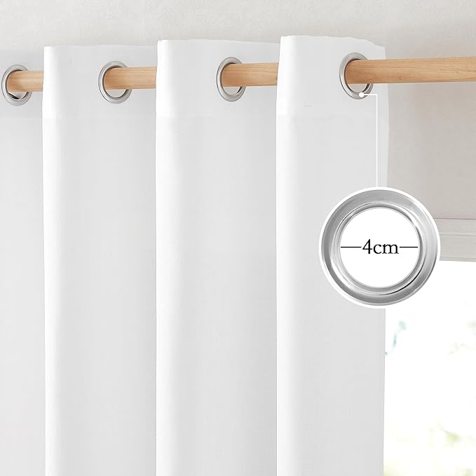 NICETOWN Thick Linen White Curtains 72 inches Long for Doorway, Grommet Vertical Drapes Privacy Added with Light Through Window Treatments for Bedroom, W55 x L72, 2 Pieces
