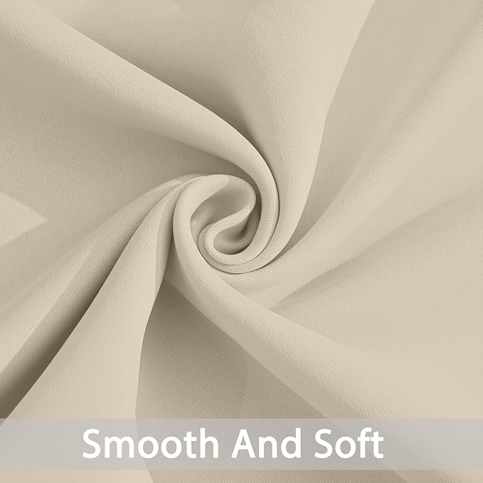 Yakamok Thermal Insulated Grommet Blackout Draperies/Drapes for Bedroom Window,Room Darkening Curtain Panels (2 Panels, W52 x L84 -Inch,Cream Beige)
