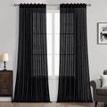 MIULEE Black Linen Curtains 90 Inch Length 2 Panels for Bedroom Living Room, Soft Thick Linen Textured Back Tab Window Drapes Semi Sheer Light Filtering Rod Pocket Modern Farmhouse Halloween Decor