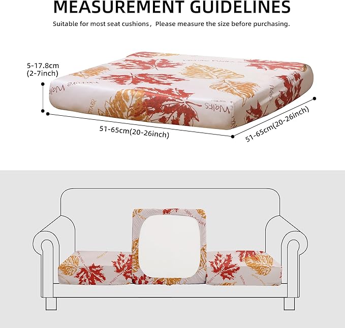 8Pcs Outdoor Cushion Covers, Patio Cushion Covers,Stretch Elastic Slipcovers, Replacement Washable & Reusable Furniture Protector for Patio Couch (Red Maple-Pattern,Cover Only)
