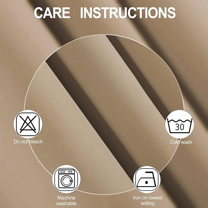 LEMOMO Natural Blackout Curtains 42 x 54 Inch Length Set of 2 Panels Grommet Bedroom Curtains for Living Room