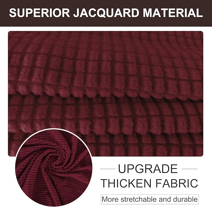 U-NICE HOME 4 Seater Stretch Couch Cover Sofa Cover Washable Sofa Slipcover Furniture Protector for 3 Cushion Couch Sofa Pet Friendly, Burgundy