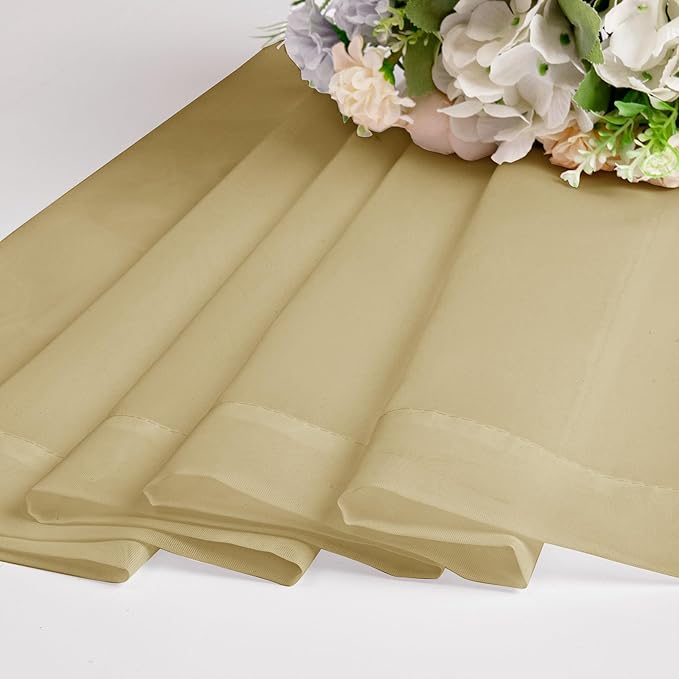 OWENIE Gold Sheer Curtains 84 Inch Length 2 Panels Set, Light Filtering Voile Fimly Sheer Drapes for Living Room/Bedroom, 2pcs, Gold Solid Rod Pocket Sheer Curtains, Each 42" W x 84" L