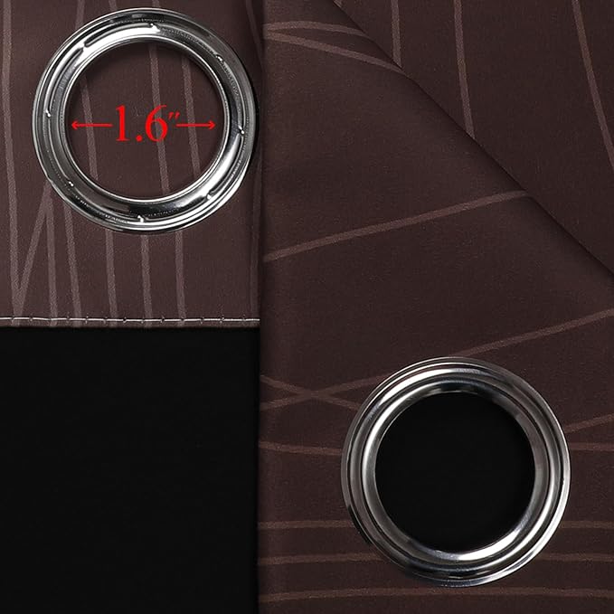 Estelar Textiler Brown and Greyish White Ombre Blackout Curtains 45 Inch Length 2 Panels, Full Room Darkening Gradient Drapes for Kitchen, Thermal Insulated Grommet Short Curtains for Bathroom,42Wx45L