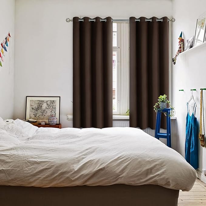 BGment Blackout Curtains for Living Room - Grommet Thermal Insulated Room Darkening Curtains for Bedroom, Set of 2 Panels (52 x 63 Inch, Brown)