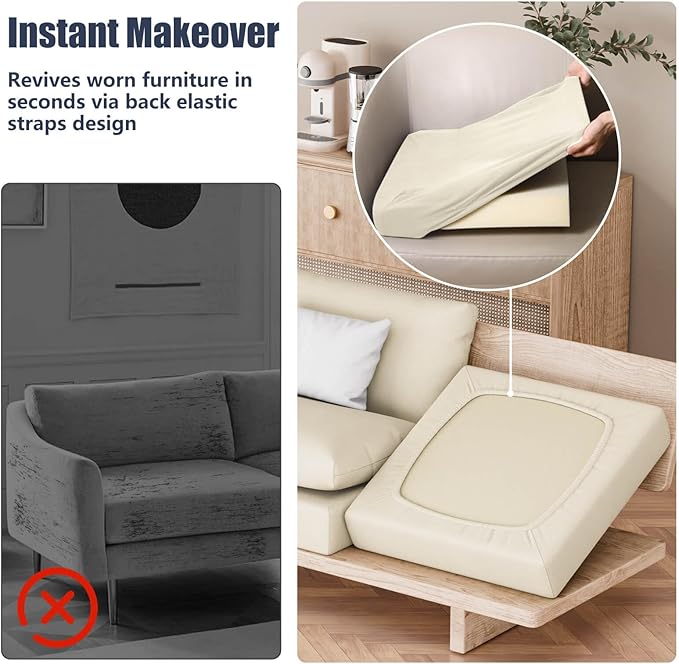 8Pcs Stretch Patio Cushion Covers, Outdoor Couch & Sofa Replacement Slipcovers for Patio Furniture Cushion Covers, Washable Reusable Furniture Protector