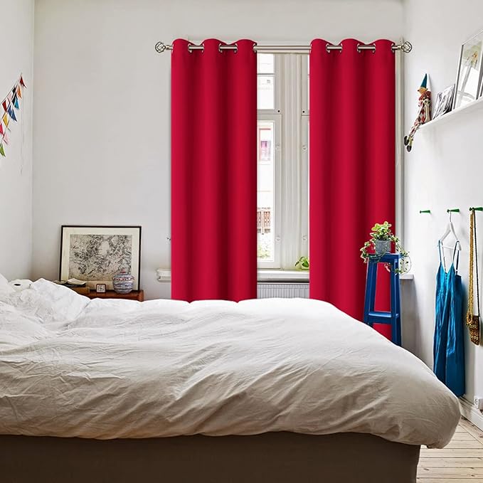 BGment Room Darkening Curtains 84 Inches Long - Grommet Thermal Insulated Drapes Window Treatment Curtains for Bedroom, 2 Panels, 42 x 84 Inch, Red
