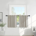 PONY DANCE Short Black Out Curtain Panels for Basement, Small Curtains for Bathroom, Thermal Insulated Tiers for Basement, 34x30 Inch, Cream, 2 Panels