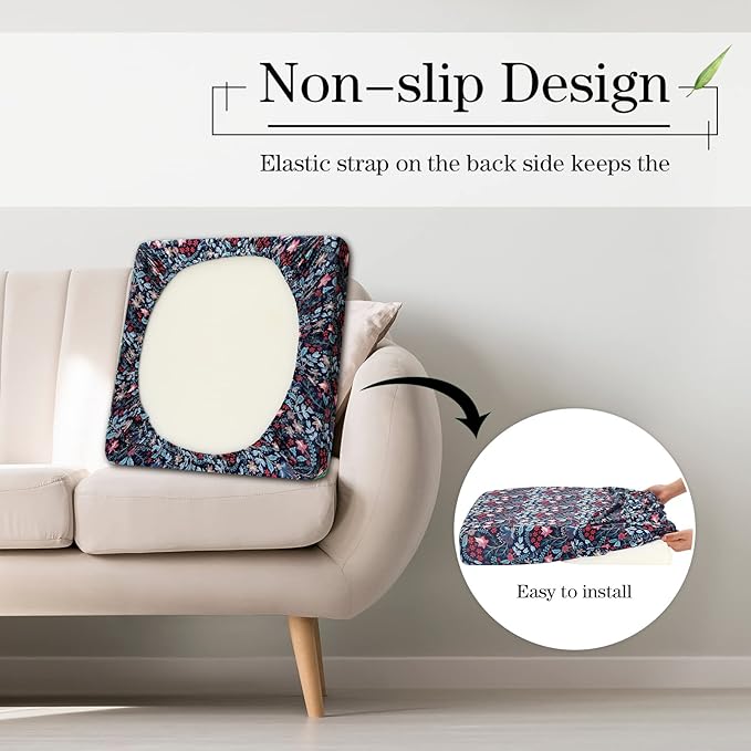Newwiee 8Pcs Patio Cushion Covers Stretch Outdoor Cushion Cover Replacement for Patio Furniture Sofa Couch Slipcovers, Soft Flexibility Washable Furniture Protector(Paisley,Retro Color)
