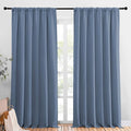 NICETOWN Blackout Curtains Window Draperies - Window Treatment Thermal Insulated Solid Room Darkening Drapes for Bedroom (Stone Blue, Set of 2, 70 by 95 inches Long)