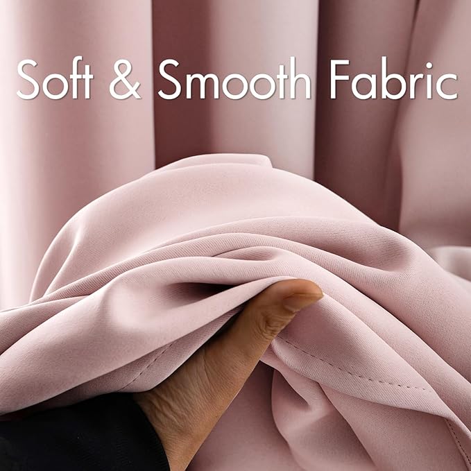 MIULEE Light Pink Room Darkening Curtains Thermal Insulated Drapes Solid Window Treatment Set Grommet Top Light Blocking Blackout Curtain for Living Room/Bedroom 2 Panels 66 x 84 inch Baby Pink